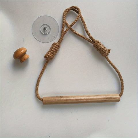 Rustikaler Toilettenpapierhalter – Makramee-Schnur und Holzstange für das Badezimmer