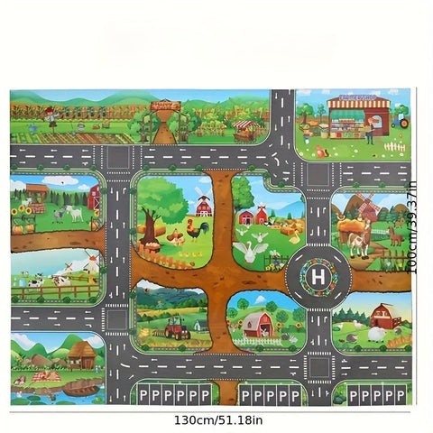 Interaktives Spielteppich Abenteuer – Entdecke Bauernhof und Verkehr mit Spielzeug