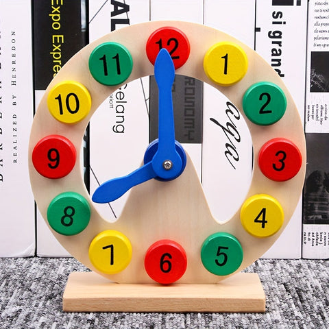Holz Lernuhr für Kinder – Pädagogisches Spielzeug zum Lernen von Zahlen und Zeit