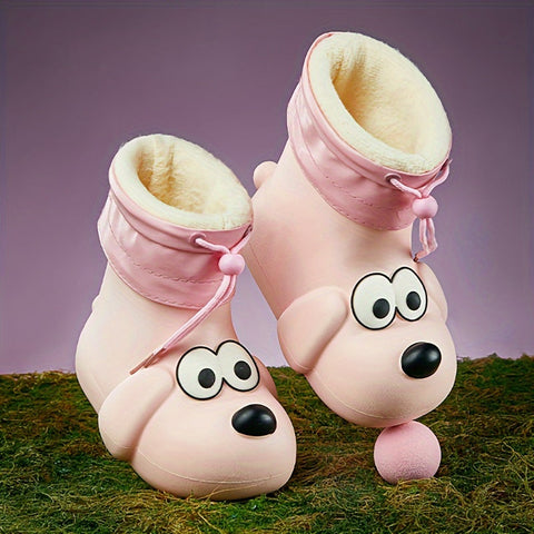Plüsch Hunde Regenstiefel für Kinder - Warm und Verspielt für Regnerische Tage