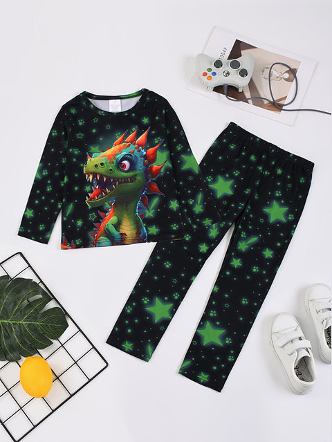 DinoGlow Pyjama Set - Strahlende Nächte für abenteuerlustige Kinder