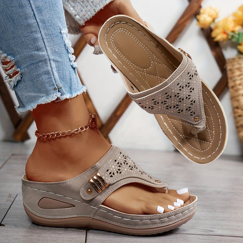 Modische Damen Flip-Flops – Mit Niedrigem Absatz und Offener Zehenpartie