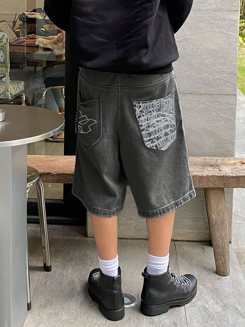 Lässige Bermuda-Jeansshorts – Lockere Passform mit stilvollen Blumenstickereien