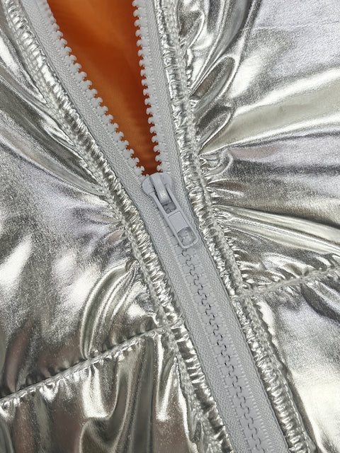 Glänzende Kurze Jacke mit Reißverschluss - Warme und Stilvolle Winterjacke für Damen