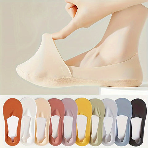 5 Paar Ice Silk Socken – Atmungsaktive und Rutschfeste Unsichtbare Socken für Damen