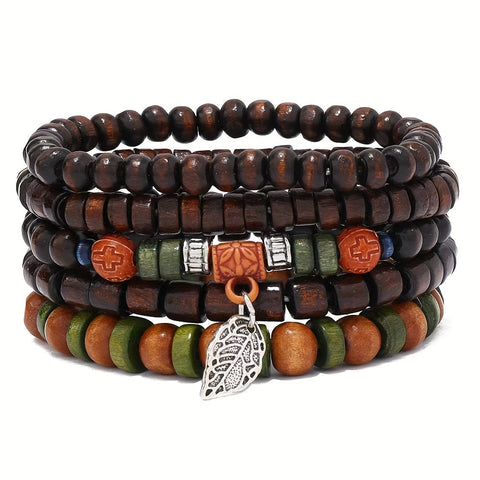 Natürliche Holzperlenarmband-Set - Für den coolen Mann