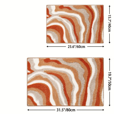Geometrische Badezimmermatte – Absorbierend und Weich mit Rutschfester Unterseite