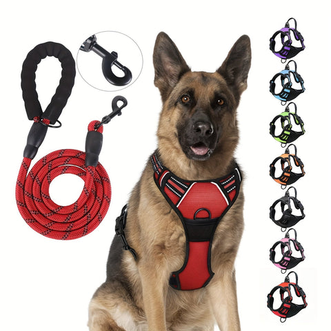 Reflektierendes Hundegeschirr mit Leinen-Set - Verstellbar und Sicher für Spaziergänge und Training