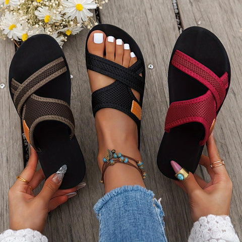 Damen Mesh Slide Sandalen – Leicht und Atmungsaktiv mit Kreuzriemen
