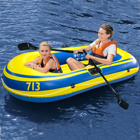 Aufblasbares Fischerboot Set – Leichtes PVC Boot für 2 Personen mit Paddeln