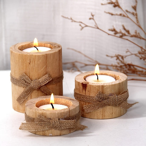 Holz-Teelichthalter mit Jute-Schnur – Rustikale Dekoration für Haus und Garten