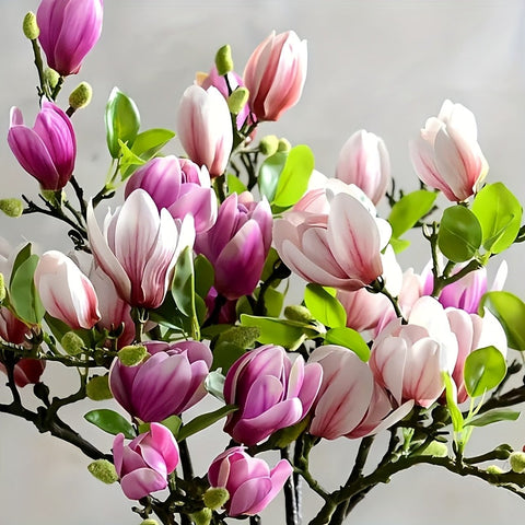 Set von 4 Realistischen Magnolienblumen – Elegant und Zeitlos für Hochzeiten und Luxuriöse Dekoration