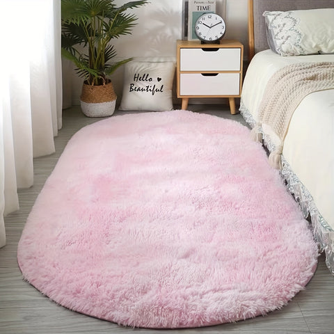 Plüsch Ovaler Teppich – Weicher und Stilvoller Teppich für Schlafzimmer und Wohnzimmer Dekoration