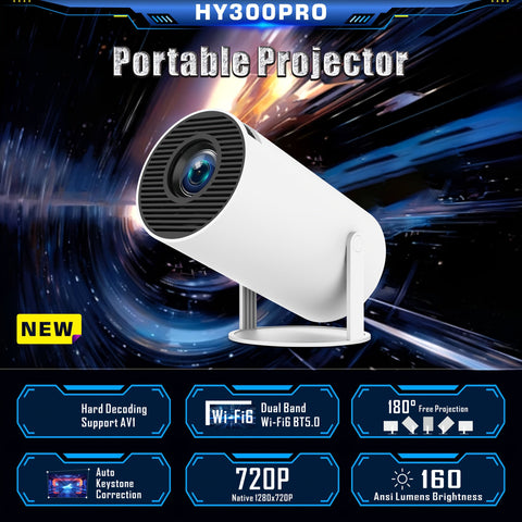 Smart Mini-Projektor - Tragbarer 180° drehbarer Projektor für Außenfilme und Streaming