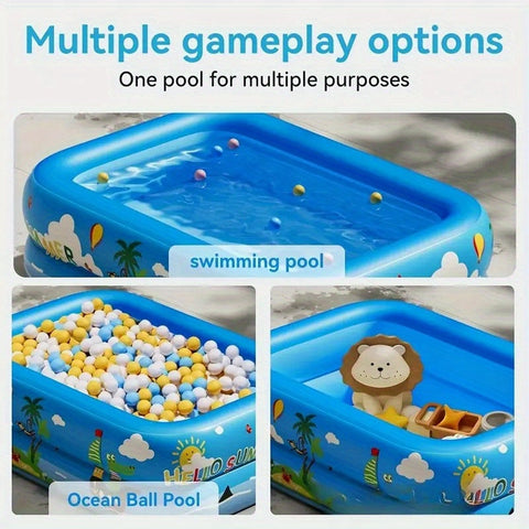 Ozean Splash Aufblasbares Kinderbecken – Dickes PVC für Gartenvergnügen