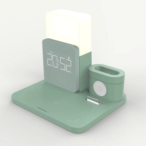 Multifunktionale Drahtlose Ladestation – Inklusive Lampe und Wecker