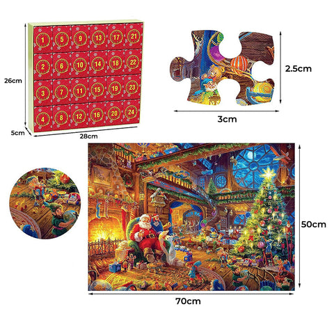 Weihnachts-Puzzle-Adventskalender – 1008 Teile, Täglicher Puzzle-Spaß