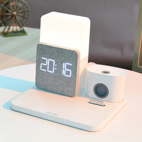 Multifunktionale Drahtlose Ladestation – Inklusive Lampe und Wecker