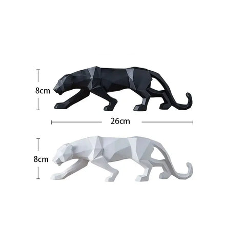 Schwarz-Weiß Panther Skulpturen - Modernes Kunst-Duo für dein Interieur