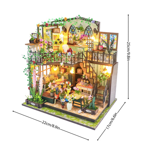 DIY Miniatur Gewächshaus-Haus mit Beleuchtung – Handgefertigtes 3D Puzzle für kreative Dekoration