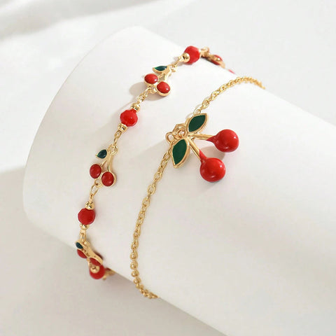 CherryTwist Doppeltes Fußband Set – Frisch und Trendy