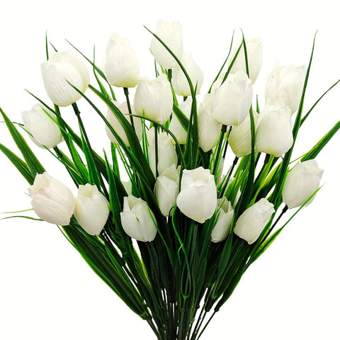 Set aus 6 Bundles Kunst-Tulpen – UV-beständig und realistisch für Garten- und Innendekoration