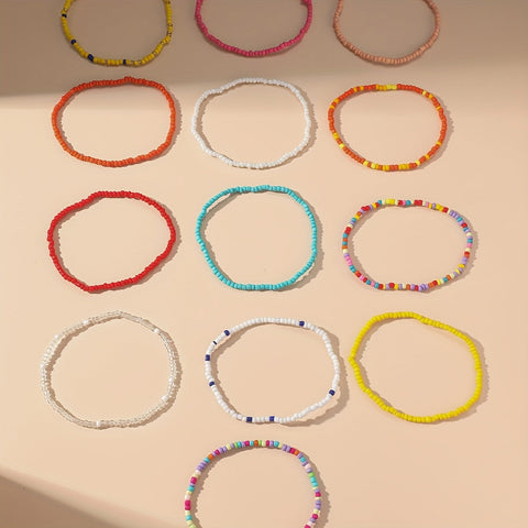 Set von 13 Bohemian Fußkettchen - Handgemachte Perlenaccessoires für den Sommer