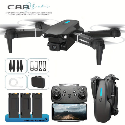 E88 Drohne mit Doppel-Kamera – Zusammenklappbarer Quadcopter mit Höhenhalter