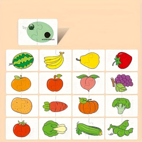 Bildungs-Puzzleset für Kinder – 16 Teile mit Lustigen Bildern von Berufen, Fahrzeugen und Gemüse