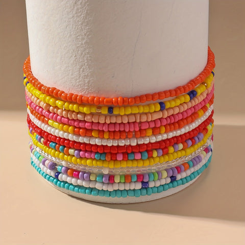 Set von 13 Bohemian Fußkettchen - Handgemachte Perlenaccessoires für den Sommer