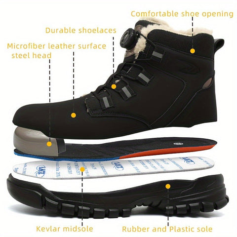 Sicherheitsstiefel für Männer mit Stahlkappen und Fleece – Strapazierfähig und Durchstichsicher