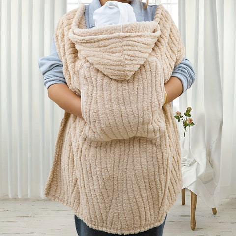 CuddleMe Baby Decken – Multifunktionale Kapuzen-Decke mit Khaki Streifen für Babys
