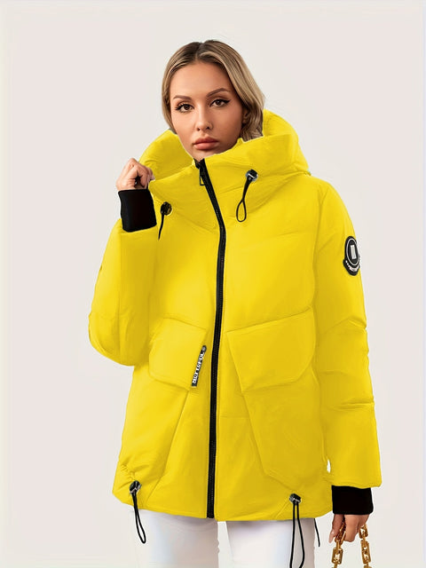 Moderne Winterjacke mit Verstellbarer Kapuze und Taille – Gepolstertes Design für Maximale Wärme und Komfort