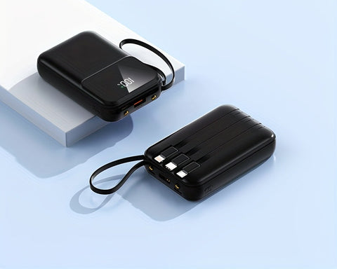 Ultimative Tragbare Powerbank 10000mAh - Schnellladen mit Eingebauten Kabeln