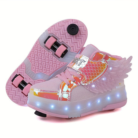 Leuchtende Rollschuh-Sneaker mit Flügeln – USB Aufladbar für Mädchen und Teenager
