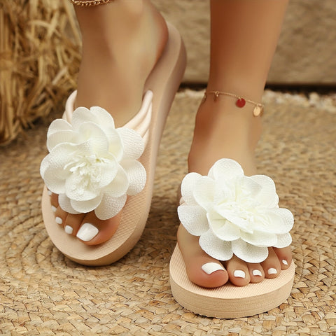 Luxe Damen Slipper mit Blumendetail - Perfekt für Sommer und Strand