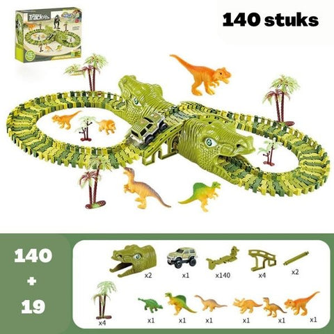 DinoTrack - Dinosaurier Spielzeugset - 360-Grad Bahn