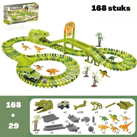 DinoTrack - Dinosaurier Spielzeugset - 360-Grad Bahn