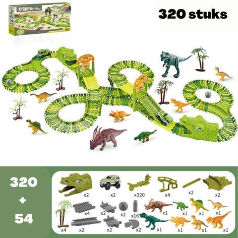 DinoTrack - Dinosaurier Spielzeugset - 360-Grad Bahn