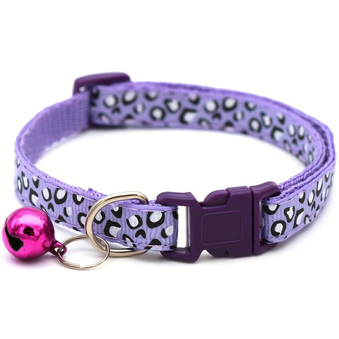 Set von 6 Leopardprint Katzenhalsbändern – Verstellbar und Sicher mit Glocke