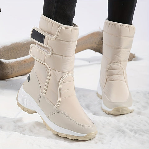 Damen Mid-Cut Schneestiefel – Warme Winterstiefel mit Rutschfester Sohle und Klettverschluss