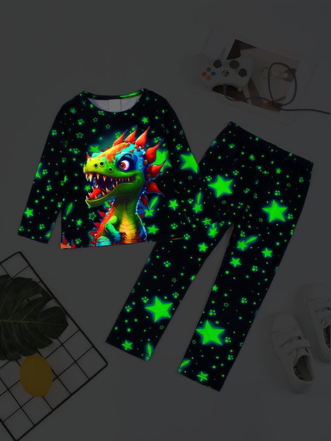 DinoGlow Pyjama Set - Strahlende Nächte für abenteuerlustige Kinder
