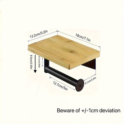 Holz-Toilettenpapierhalter mit Regal – Ideal für die Wandmontage