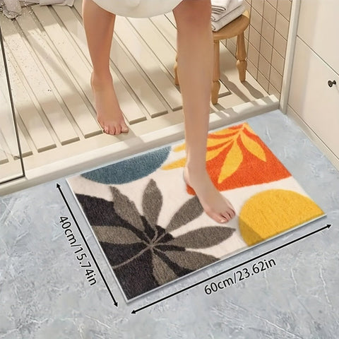 Abstrakte geometrische Badmatte – Absorbierend und weich für Badezimmer oder Küche