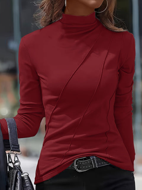 Geometrisches Shirt mit Hohem Kragen – Elegante und Bequeme Wahl für Jeden Tag