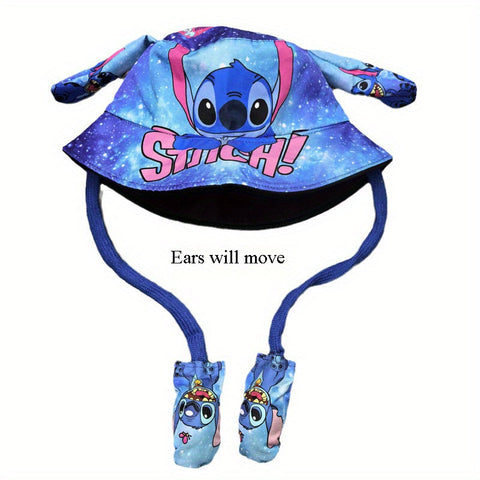 Bewegende Ohren Fischerhut für Kinder – Niedliches Cartoon Stitch Design