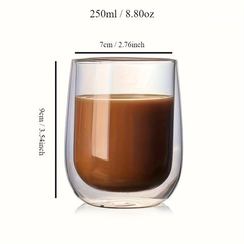 Set aus 4 doppelwandigen Gläsern – 350ml Glas für heiße und kalte Getränke