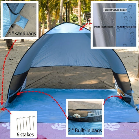 Tragbares Strandzelt für 2-3 Personen – UPF 50 Schutz und leichtes Design