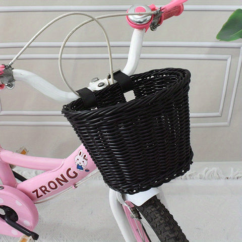 Handgewebter Fahrradkorb für Kinder – Plastik-Rattan-Korb für das Fahrrad