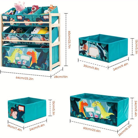 Spielzeugorganisator mit 3 Ebenen und Aufbewahrungsboxen – Perfekt für das Kinderzimmer und die Spielzeuglagerung